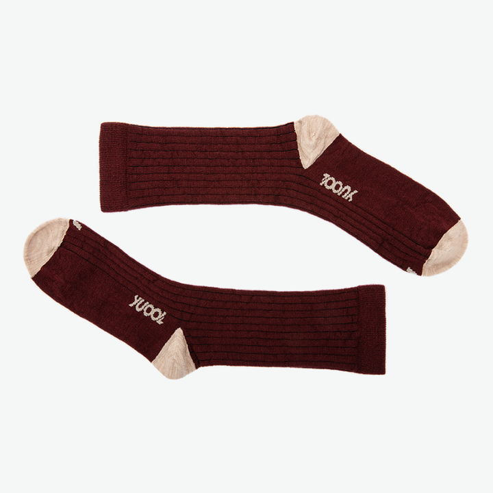 Homme Chaussettes en laine mérinos bordeaux