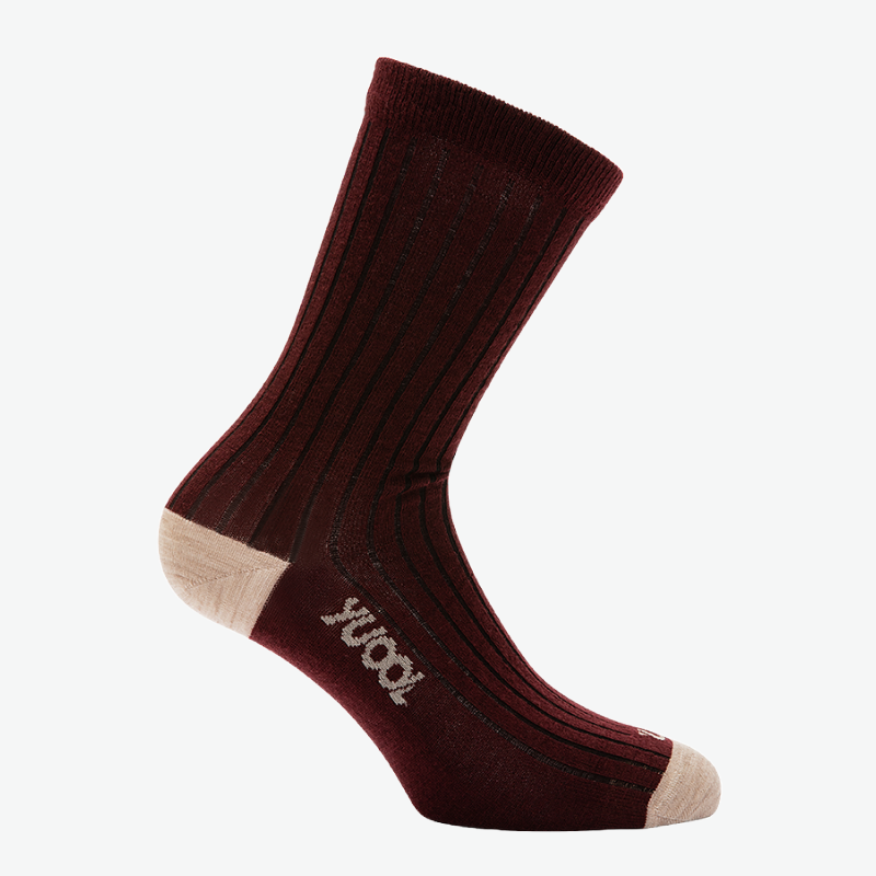 Femme Chaussettes en laine mérinos bordeaux